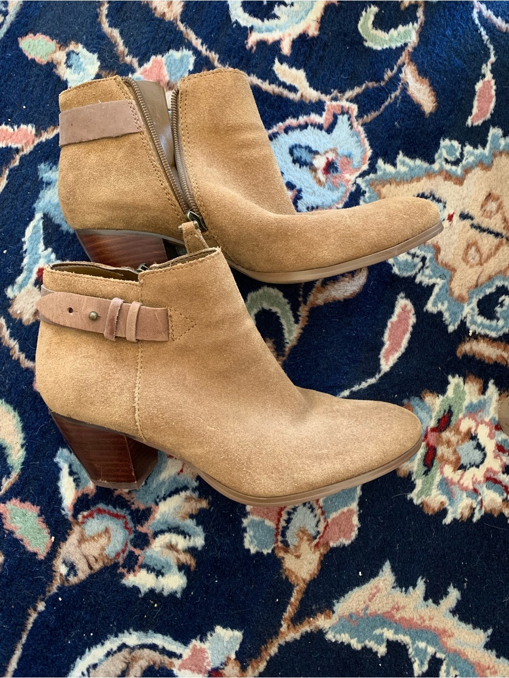 Guess Tan Suede Ankle Booties with Buckle Detail